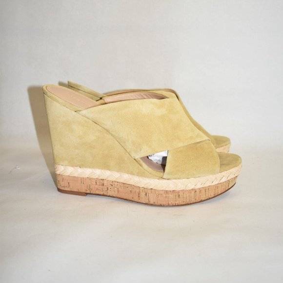 $360 VERONICA BEARD Loro Platform Wedge Sandal SUEDE CORK BEIGE 12 (DA20) - Picture 2 of 7